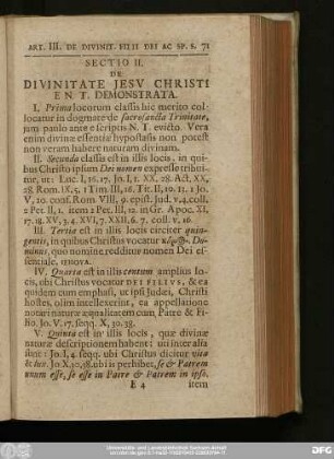 Sectio II. De Divinitate Iesu Christi E N. T. Demonstrata.