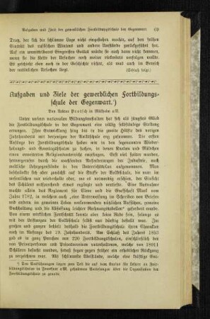 Aufgaben und Ziele der gewerblichen Fortbildungsschule der Gegenwart