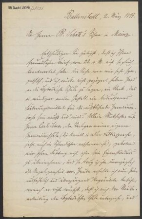 Brief an B. Schott's Söhne : 02.03.1899