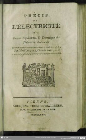 Précis De L'Électricité Ou Extrait Expérimental Et Théorétique des Phénomenes électriques