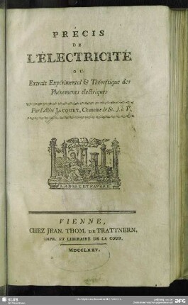 Précis De L'Électricité Ou Extrait Expérimental Et Théorétique des Phénomenes électriques