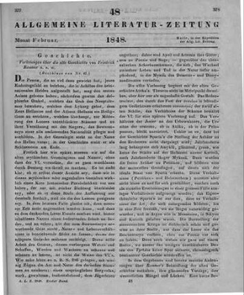 Raumer, F.: Vorlesungen über die alte Geschichte. 2. Aufl. Bd. 1-2. Leipzig: Brockhaus 1847 (Beschluss von Nr. 47)