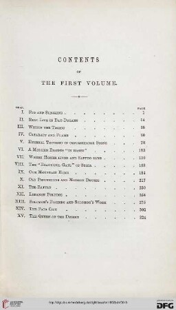 Contents of the first volume