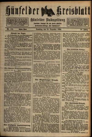 Zweite Ausgabe vom Donnerstag, den 18. Dezember 1924.