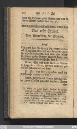 Das erste Capitel. Von Formirung der Stimme.