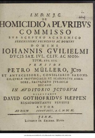 De Homicidio A Pluribus Commisso