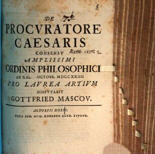 Disp. de procuratore Caesaris