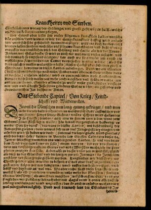 Das Siebende Capitel/ Von Krieg/ Feindschafft und Wiederwillen.