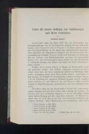 Ueber die innere Reibung von Salzlösungen und ihren Gemischen.