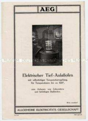 Elektrischer Tief-Anlassofen mit selbsttätiger Temperaturregelung für Temperaturen bis zu 500 Grad, zum Anlassen von Zahnrädern und beliebigen Stahlteilen.
