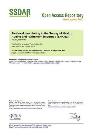 Fieldwork monitoring in the Survey of Health, Ageing and Retirement in Europe (SHARE)