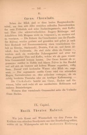 IX. Capitel. Musik. Theater. Malerei