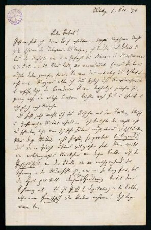 Brief vom 1. November 1870