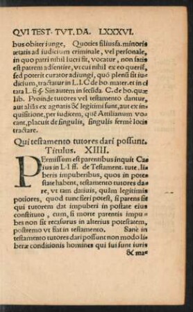 Qui testamento tutores dari possunt. Titulus. XIIII.