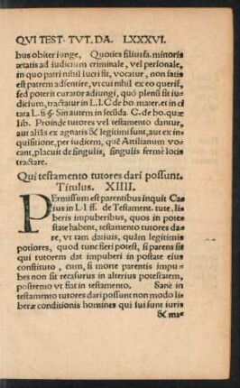 Qui testamento tutores dari possunt. Titulus. XIIII.