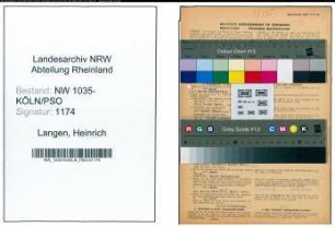 Entnazifizierung Heinrich Langen , geb. 23.11.1896 (Bergarbeiter)