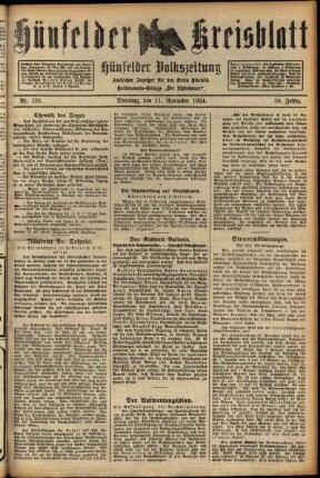 Ausgabe vom Dienstag, den 11. November 1924.