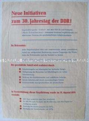 Propagandaflugblatt der SED zum 30. Jahrestag der DDR