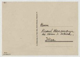 Postkarte von [Unbekannt] an Raoul Hausmann. [o. O.]