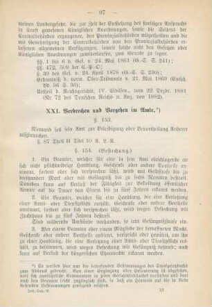 XXI. Verbrechen und Vergehen im Amte