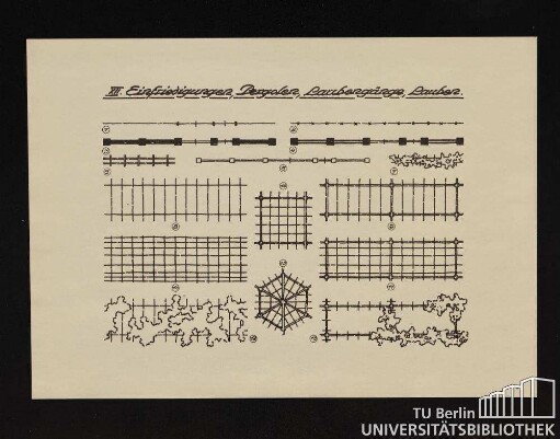 XII. Einfriedungen, Pergolen, Laubengänge, Lauben.
