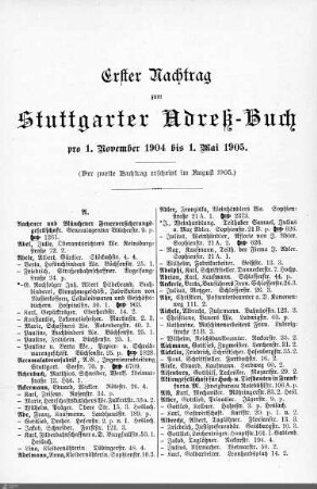 Nachtrag zum Stuttgarter Adreßbuch, 01.11.1904-01.05.1905