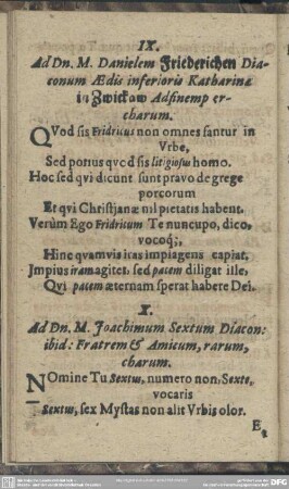 X. Ad Dn. M. Joachimum Sextum Diacon
