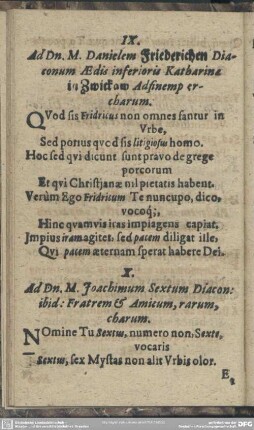 X. Ad Dn. M. Joachimum Sextum Diacon