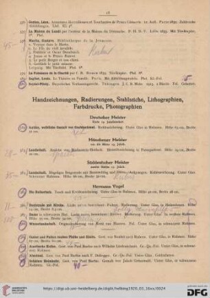 Handzeichnungen, Radierungen, Stahlstiche, Lithographien, Farbdrucke, Photographien (Nr. 382-435)