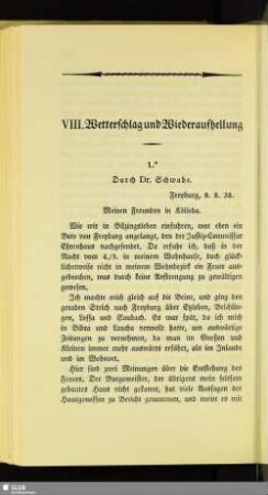 VIII. Wetterschlag und Wiederaufhellung
