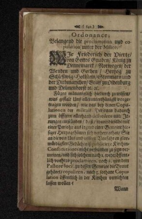 Ordonance, Belangend die proclamation und copulation unter der Milice.