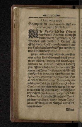 Ordonance, Belangend die proclamation und copulation unter der Milice.