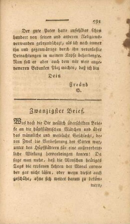 Zwanzigster Brief