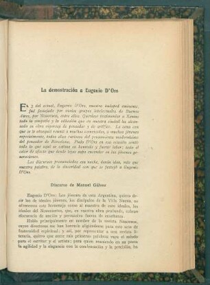 La demostración a Eugenio D'Ors