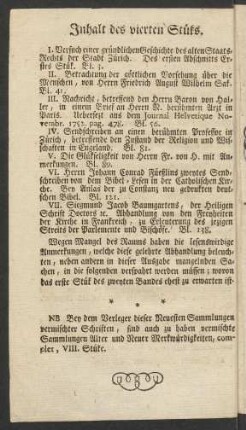 Inhalt des vierten Stüks
