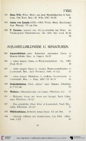 Aquarellbildnisse u. Miniaturen (Nr. 185-198)