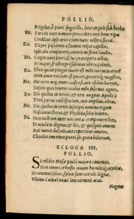 Ecloga IIII. Pollio.