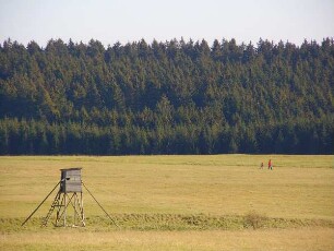 Wald und Wiesen bei Elbingerode : Wälder, Wiesen und ein Jägeransitz bei Elbingerode. Aufgenommen im Harz am 23. Oktober 2011