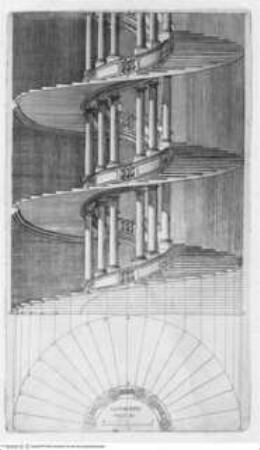 Architettura civile: opera postuma / del Padre D. Guarino Guarini. Neuauflage Torino: Mairese, 1737.Entwurf einer Spiraltreppe - Architettura civileLastra XVIII, Trattato III