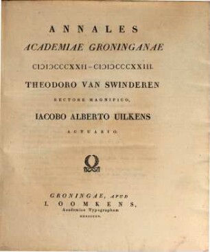 Annales Academiae Groninganae. 1822/23