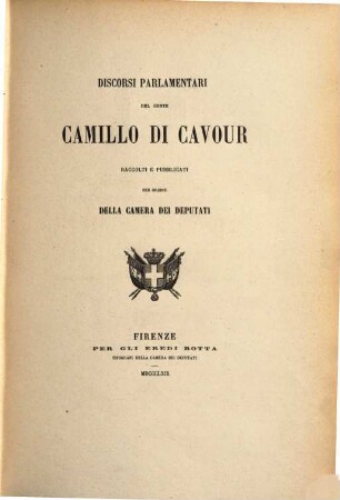 Discorsi parlamentari del Conte Camillo di Cavour : raccolti e pubblicati per ordine della camera dei deputati. 8