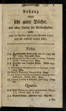 1-16, Anhang einiger sehr guter Bücher aus allen Theilen der Wissenschaften.