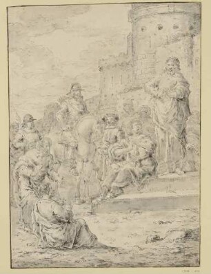 Altes Testament; Folge I, Blatt 20: Die Predigt des Jeremias vor den Mauern Jerusalems