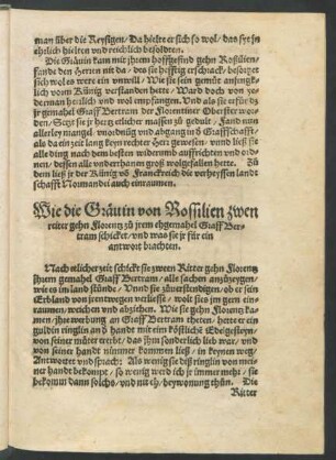 Wie die Grävin von Rossilien zwen reiter gehn Florentz zu irem ehgemahel Graff Bertram schicket ...