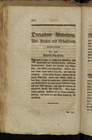 Dreyzehnte Abtheilung. Von Kuchen und Gebackenen