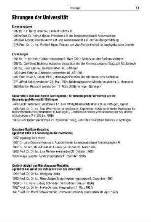 Ehrungen der Universität