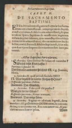 Caput II. De Sacramento Baptismi.