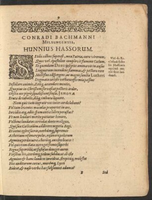 Conradi Bachmanni Milsungensis, Hunnius Hassorum.