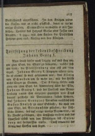 Fortsetzung der Lebensbeschreibung Johann Georg I.