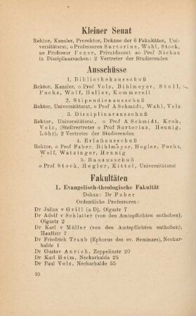 10-17, Fakultäten